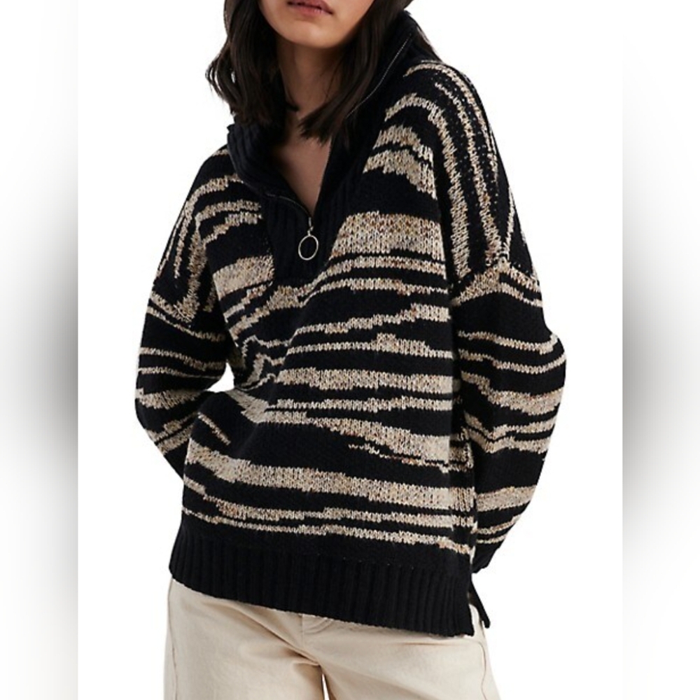 JOHN+JENN* BURKE mockneck long sleeve quarter zip sweater size LG